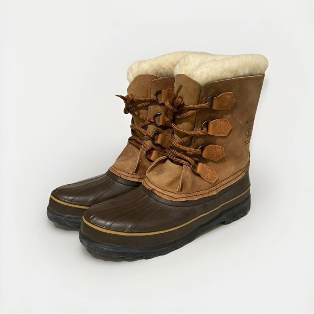VTG Alpine K Sorel Canadian made Leather Fleece Lined Women's Boots Size 10